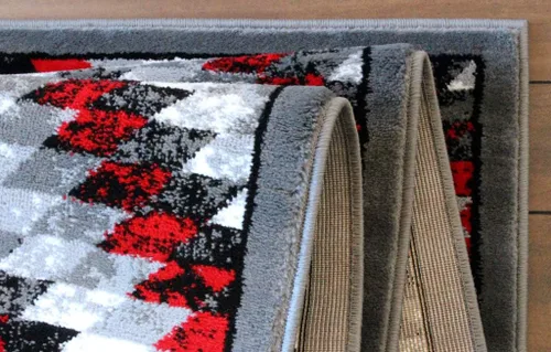 Miniatura 5 de Masada Rugs, Stephanie Collection - Alfombra de área del suroeste de nativos americanos, diseño desgastado 1106 rojo, gris, blanco y negro