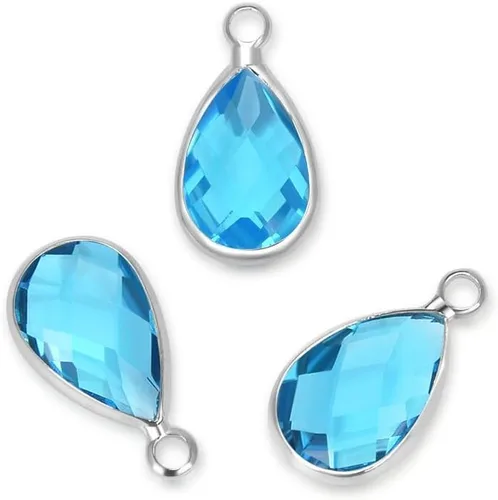 Miniatura 10 de Adabele Colgante de piedra natal de grado A, gota de 0.433 in, 0.551 in y 0.630 in, chapado en plata de ley para aretes personalizados, pulseras