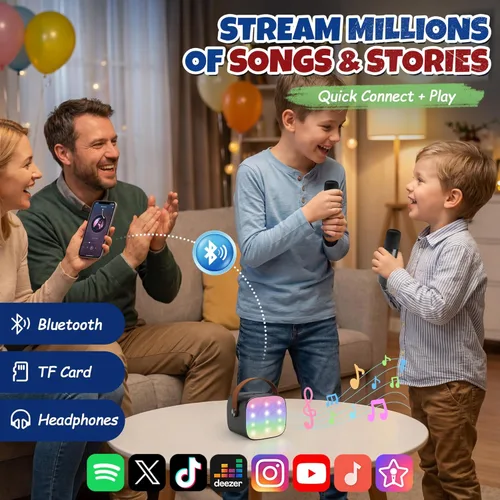 Miniatura 5 de YLL Mini máquina de karaoke para niños y adultos, regalos de cumpleaños para niños de 3, 4, 5, 6, 7, 8, 9 años o más, altavoz Bluetooth portátil