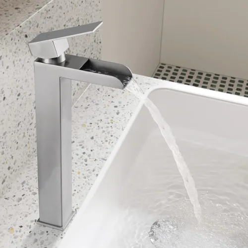 Miniatura 6 de PARLOS 1441102D - Grifo mezclador de lavabo de baño de una sola manija, con línea de suministro de agua, níquel cepillado, 1441102D