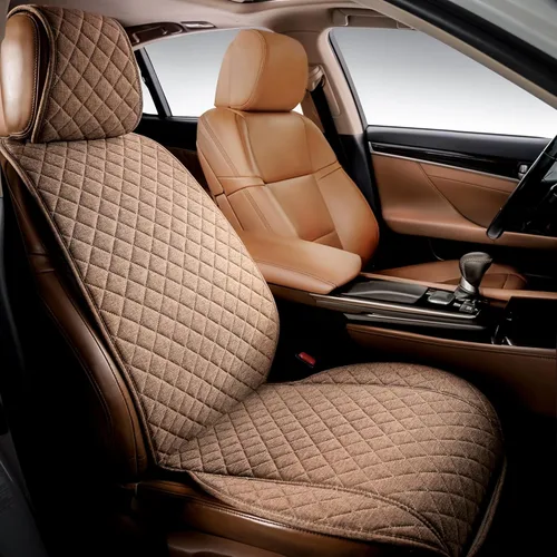 Miniatura 12 de IVICY Funda de asiento de automóvil de lino sintético para automóviles, duradera y antideslizante, fundas protectoras para asiento delantero