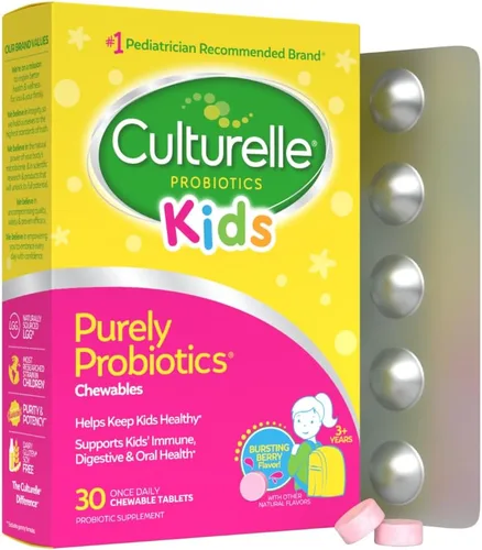 Culturelle Kids - Probiótico masticable diario para niños, para niños de 3 años en adelante, 30 unidades, #1 Marca recomendada por pediatras,