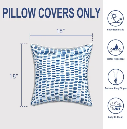 Miniatura 666 de Juego de 2 almohadas para exteriores de 16 x 16 pulgadas, repelentes al agua con interiores, para muebles de patio, hogar, jardín, geometría bohemia