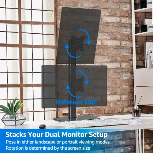 Miniatura 6 de MOUNTUP Soporte Vertical para Monitor Dual, Apila Dos Pantallas de hasta 32 Pulgadas, 14.9 Kg, Soporte de Escritorio Independiente para Monitor