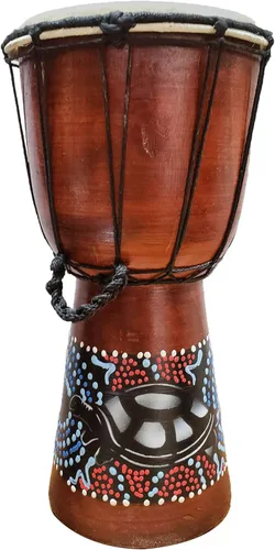Miniatura 26 de Djembe decorativo de novedad de 6" de alto x 4" de ancho en la parte superior (Abstracto, 15.2 cm)