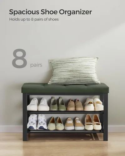 Miniatura 5 de SONGMICS Banco de zapatos, banco de almacenamiento, banco de entrada con cojín, estante para zapatos con asiento, ahorro de espacio, estilo moderno