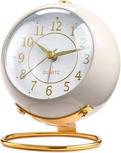 Miniatura 13 de Tetino Relojes despertadores analógicos, retroiluminación retro, bonito diseño simple, pequeño reloj de escritorio con luz nocturna, silencioso sin