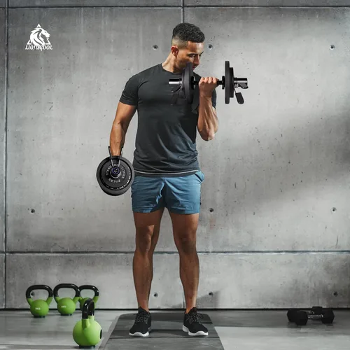 Miniatura 7 de LIONSCOOL 16"Loadable Dumbbells Pairs, Olympic Dumbbell Handle/Bar for Strength Training, Compatible with 2’’ Standard Plates, Includes 2 Pair of