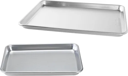 Nordic Ware Naturals - Juego de bandejas para hornear de media hoja y de un cuarto de hoja - Bandejas para hornear de aluminio de calidad comercial