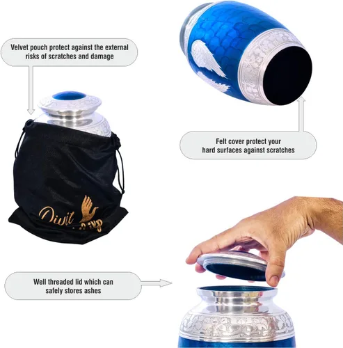 Miniatura 3 de Urna de cremación para cenizas humanas con bolsa de satén, para adultos de hasta 200 libras Urnas funerarias grandes hechas a mano