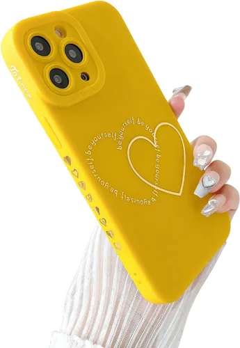 Miniatura 8 de ankofave Funda para iPhone 12 Pro Max para mujeres y niñas, bonita funda chapada en oro con doble corazón, suave, a prueba de golpes, funda