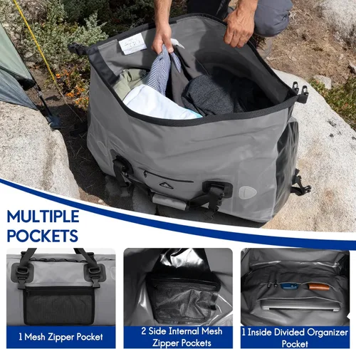 Miniatura 4 de Haimont Bolsa de lona impermeable con correas de fijación rápida para motociclismo, rafting, canotaje, SUP, kayak, viajes, 50L/70L