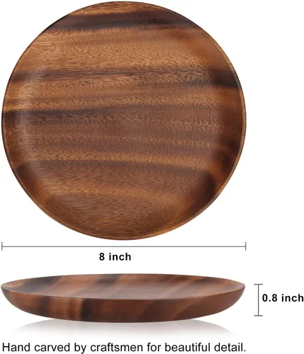 Miniatura 7 de Ayiaren 2 unidades de platos decorativos de madera de acacia para ensalada, tableros redondos de charcutería, aperitivo, postre, tabla de servir