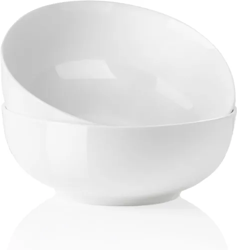 Miniatura 7 de Kanwone Tazones grandes para servir, 55 onzas, cuencos de cerámica para ensalada, pasta, tazones de sopa de porcelana, juego de 2, platos