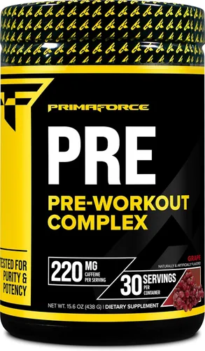 Primaforce Polvo complejo pre-entrenamiento (uva, 30 porciones) - Suplemento de fitness para mejorar la rutina de entrenamiento, 15.45 oz