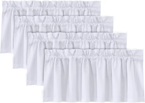 Miniatura 12 de H.VERSAILTEX Cenefas de cortina 100% opacas para ventanas, 2 paneles con aislamiento térmico, bolsillo para barra, pequeña cenefa corta para cocina