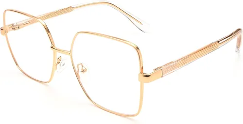 Dollger Gafas cuadradas de gran tamaño con bloqueo de luz azul para mujeres y hombres, marco de metal, antiluz azul, para uso en pantalla de