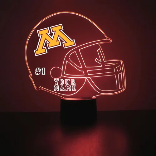 Miniatura 16 de Lámpara nocturna con señal LED personalizada de casco de fútbol de la Universidad de Alabama Crimson Tide con nombre o imagen personalizada