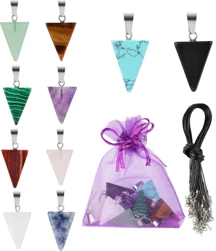 Miniatura 5 de Zenkeeper Colgante hexagonal de cristal natural – Piedra de cuarzo puntiaguda/piedra curativa en forma de corazón para hacer joyas y collares