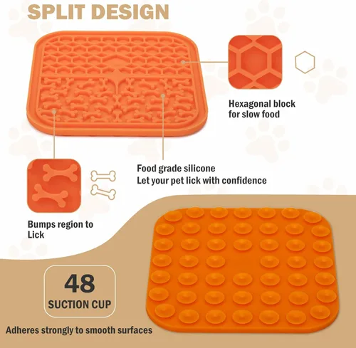 Miniatura 7 de Alfombrilla para lamer perros – Alfombrilla de alimentación lenta con ventosas para mantequilla de maní, golosinas de alimentos y yogur – 2