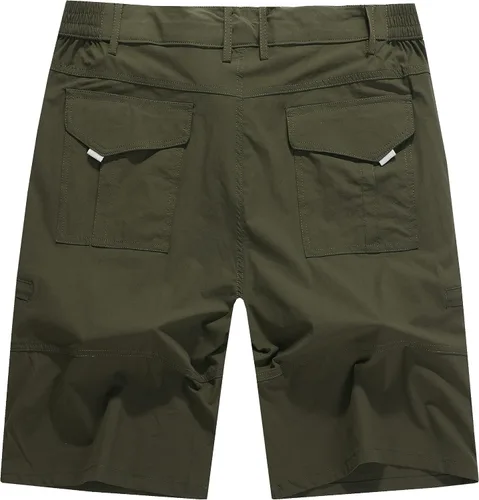 Miniatura 2 de Pantalones cortos elásticos de secado rápido para hombre, pantalones cortos de trabajo ligeros, 6 bolsillos para ciclismo, viajes, camping