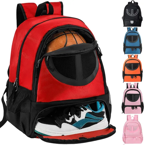 Miniatura 10 de Mochila de baloncesto para hombres y mujeres con compartimento para pelota y zapatos, capacidad de 30L, ligera y transpirable, mochila de fútbol