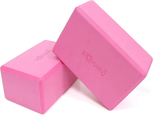 Miniatura 13 de Sol Living Bloques de yoga, paquete de 2 cojines de yoga de espuma EVA de alta densidad, para estirar, pilates, meditación, equipo de ejercicio, Azul