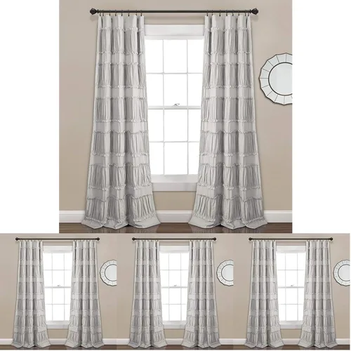 Miniatura 8 de Lush Decor Nova Ruffle - Par de paneles de cortinas con volantes para ventana, 42"A x 84"L, gris