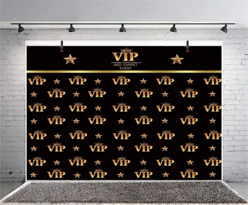 Miniatura 9 de AOFOTO Telón de fondo VIP de 5 x 3 pies, alfombra roja, decoraciones de fiesta, fondos de fotografía, fondo de película negro y dorado, fondo