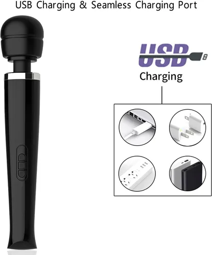 Miniatura 7 de Potente masajeador eléctrico de mano para espalda, 8 potentes velocidades y 20 patrones, herramienta de masaje de mano para cuello y espalda