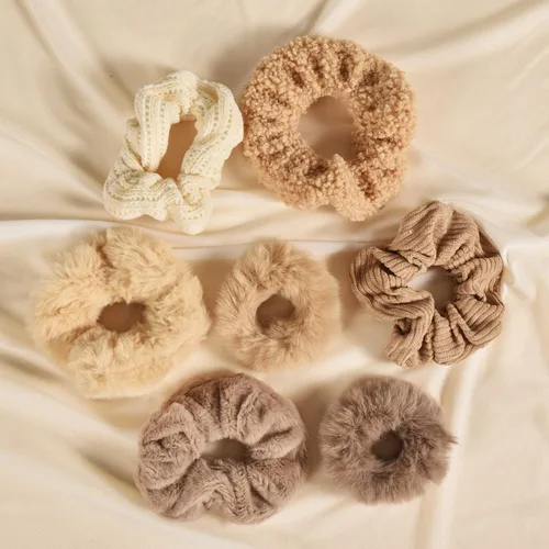 Miniatura 4 de 7 ligas elásticas de terciopelo sólido para el cabello, estilo suave para mujeres, cabello largo y grueso, sin daños para el cabello, accesorios