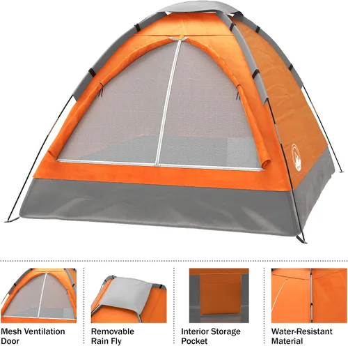 Miniatura 11 de Wakeman Tents 2-Person Tent with Removable Rain Fly and Carry Bag – Comes with Camping Lantern with Fan – Weather-Resistant Camping Accessories by