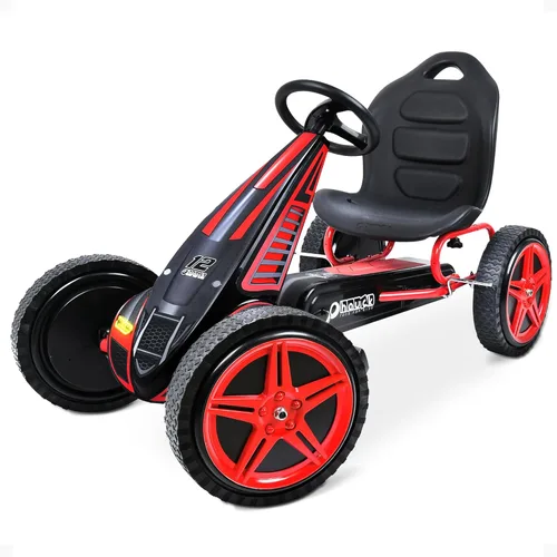 hauck Go Kart con pedal para niños, carrito de bicicleta Hurricane de 4 ruedas con neumáticos de goma, de 4 a 10 años, color rojo, karts de