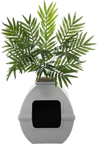 Miniatura 3 de Good Pet Stuff Caja de arena oculta para gatos con planta artificial, maceta cuadrada decorativa para patio, control de olores con filtro de carbón