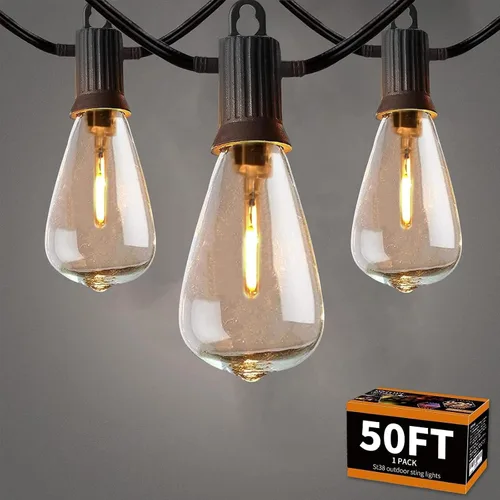 Miniatura 8 de ZOTOYI Guirnalda de luces para exteriores, luces de bistró de 25 pies con 13 bombillas LED ST38 inastillables, tira de luces conectables