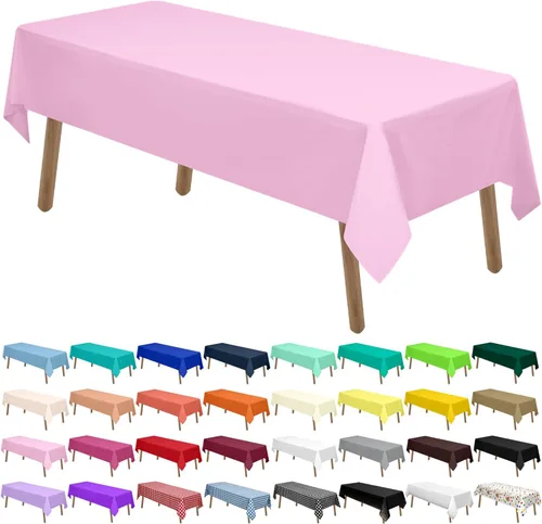 Miniatura 29 de Manteles de Plástico Azul Claro Paquete de 2 Cubiertas de Mesa Desechables 54 x 108 Pulgadas Manteles para Baby Shower Fiesta PEVA Manteles Azul