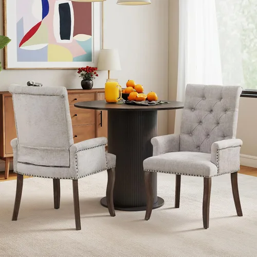 Miniatura 46 de Juego de 6 Sillas de Comedor Tapizadas de Terciopelo, Sillas Laterales de Cocina de Estilo Moderno con Ribete de Tachuelas y Patas de Madera, Anillo