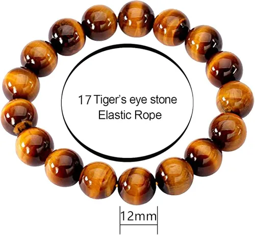 Miniatura 6 de Jewever Pulsera elástica unisex con piedras preciosas naturales de ojo de tigre (múltiples piezas)