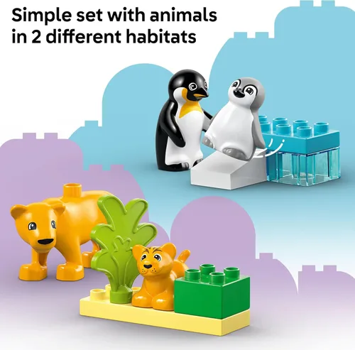 Miniatura 4 de LEGO DUPLO Town Familias de Animales Salvajes Pingüinos y Leones Juguete de Construcción Playset - Juguete de Aprendizaje y Educativo Preescolar