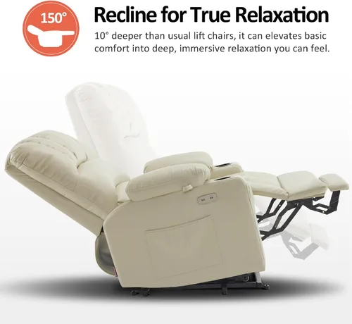 Miniatura 4 de MCombo Silla reclinable de elevación eléctrica extragrande para ancianos, silla elevadora con calor y masaje, reclinable para personas grandes