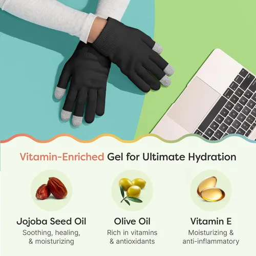 Miniatura 4 de ZenToes Guantes Hidratantes para Manos Secas, Gel Infundido con Aceite de Semilla de Jojoba, Aceite de Oliva y Vitamina E, Hidratante Nocturno