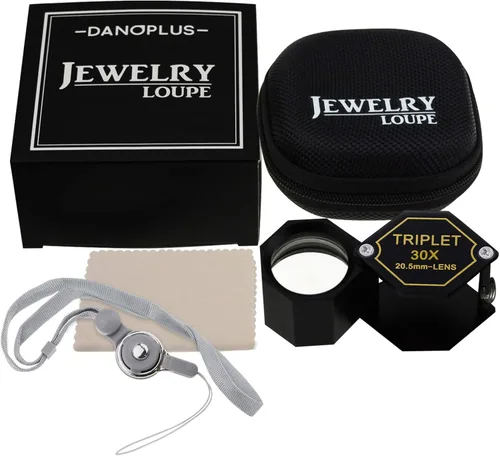 Miniatura 3 de 30x Ampliación Jeweler Loupe Acromático Triplet Lens 0.807 in Vidrio Óptico Diseño Hexagonal Negro Gema Joyería Herramienta de Lupa de Bolsillo