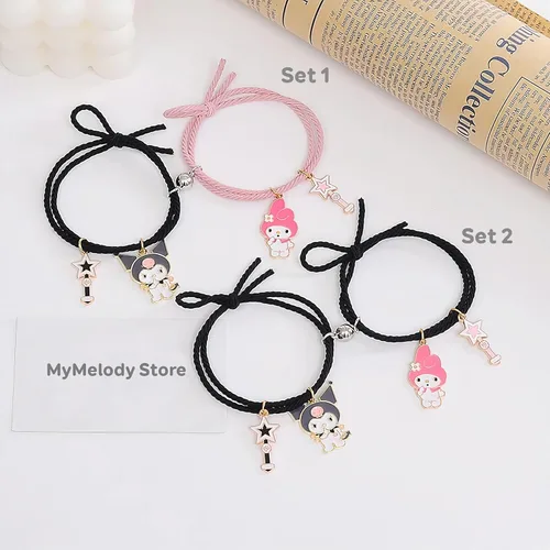 Miniatura 7 de Kuromi And My Melody - Pulsera magnética para parejas, relación de atracción mutua a juego, pulsera de cuerda para él y ella, regalo para mejor amiga