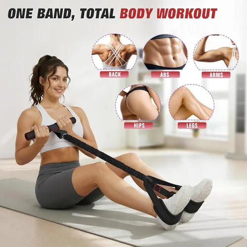 Miniatura 3 de Banda de resistencia mejorada de pedal con asas, bandas de resistencia para pedal de pie para mujeres, entrenamiento de piernas y abdominales
