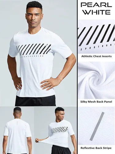 Miniatura 2 de Paquete de 5 camisetas de manga corta, con cuello redondo y de secado rápido para hombre, camisetas deportivas para correr, entrenar o ir al gimnasio