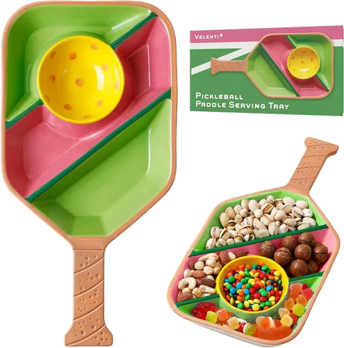 Miniatura 6 de Bandeja de aperitivos de paleta de pickleball - Bandeja de servir con bolas de pepinillo para aperitivos - Bandeja de servir en forma de paleta