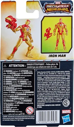 Miniatura 7 de Marvel Mech Strike Mechasaurs Iron Man Figura de acción, 4 pulgadas, con accesorio de arma, juguetes para niños a partir de 4 años, tamaño mediano