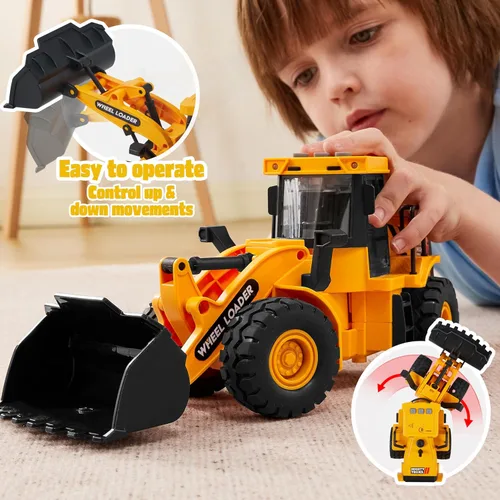 Miniatura 4 de JOYIN Paquete de 3 Juguetes de Construcción - Excavadora, Camión Volquete y Cargadora, Garra Móvil y Elevación Trasera, Juguete de Camión