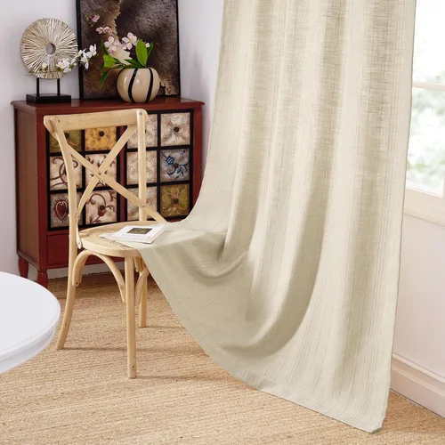 Miniatura 106 de NICETOWN Cortinas de lino grueso para dormitorio, privacidad añadida, bolsillo para barra y pestaña trasera, no se transparentan, mezcla de lino