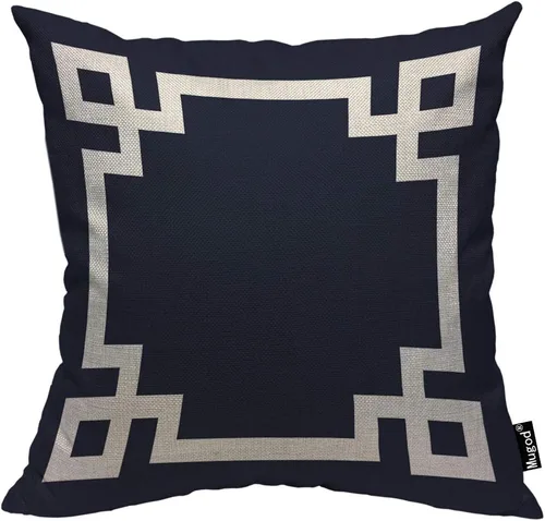 Miniatura 13 de Mugod Almohada con patrón hexagonal, diseño geométrico, enrejado, polígono, verde lima y blanco, algodón y lino, funda de cojín cuadrada estándar
